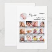 Baby First Year 12 Month Photo Collage Milestone (Vorne/Hinten)