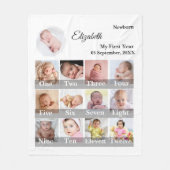 Baby First Year 12 Month Photo Collage  Milestone Fleecedecke (Vorderseite)