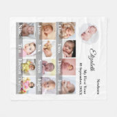 Baby First Year 12 Month Photo Collage  Milestone Fleecedecke (Vorderseite (Horizontal))