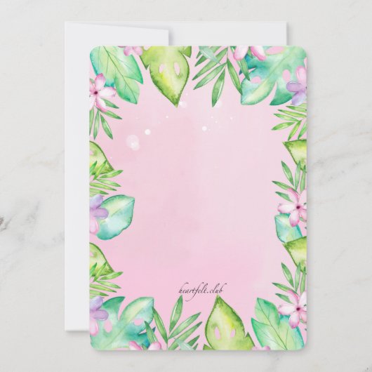 Baby Flamingo Babydusche Einladung (Rückseite)