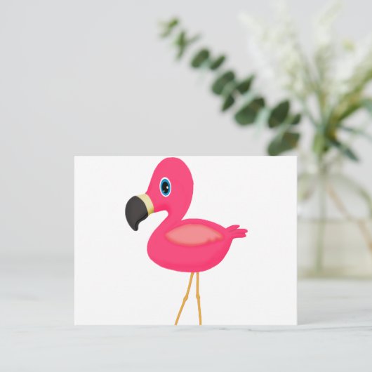 Baby Flamingo Postkarte (Stehend Vorderseite)
