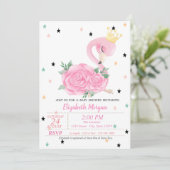 Baby Flamingo, Stars, Princess Baby Dusche Einladung (Stehend Vorderseite)