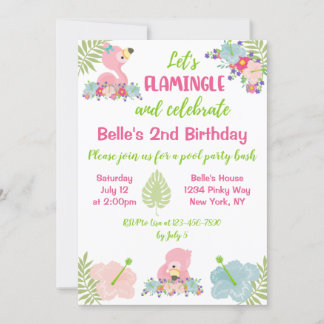 Baby Flamingo Summer Birthday Party Einladung