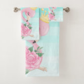 Baby Flamingo Watercolor Streifen, Blume Badhandtuch Set (Insitu)