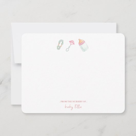 Baby Flasche & Rattle aus dem Kinderzimmer Flat Dankeskarte (Vorderseite)