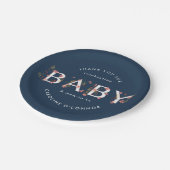 BABY Floral Garden Baby Dusche Blau Pappteller (Schrägansicht)