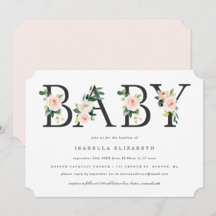 Baby Floral Taufe Einladung