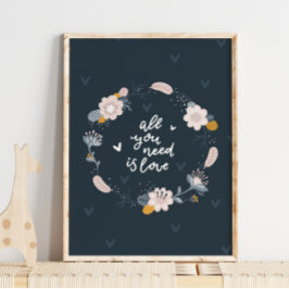 Baby Floral Wreath Bird Poster | Bird Wall Art