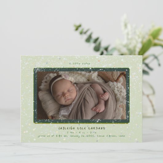 Baby Flurry | Horizontale Geburtsankündigung Einladung (Stehend Vorderseite)