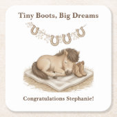 Baby Foal Cowboy Boots Baby Shower Rechteckiger Pappuntersetzer (Vorderseite)