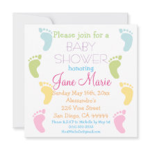 Baby Foot druckt Babydusche Einladungen