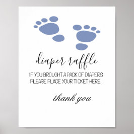 Baby Foot Print Diaper Raffle Ticket Baby Dusche Poster