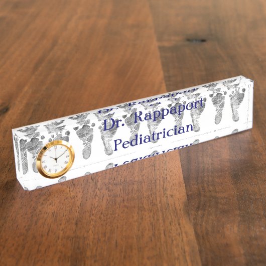 Baby Foot Prints Desk Namplate Namensplakette (Seite)