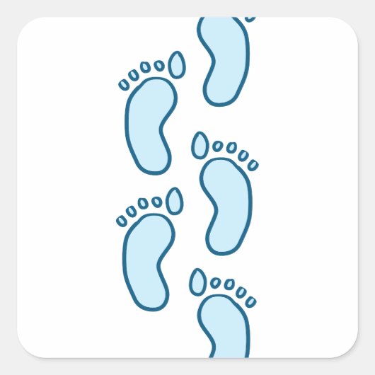 Baby Foot Steps Quadratischer Aufkleber (Vorderseite)