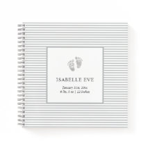 Baby Footprint Grau Stripes Baby Memory Book