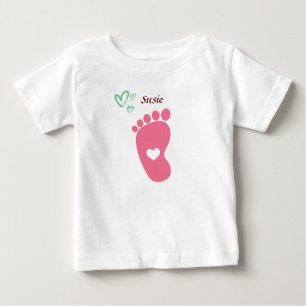 Baby Footprint pink - Name Baby T - Shirt anpassen