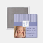 Baby Footprints Birth - Blue Magnet (Vorderseite/Rückseite)