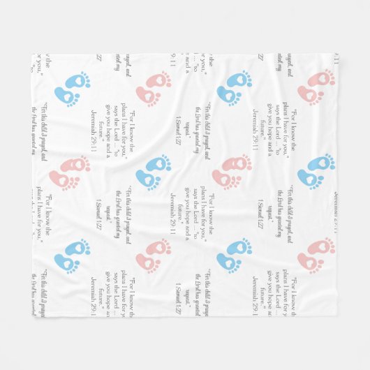 BABY FOOTPRINTS Editable Christlich Bibelversen Fleecedecke (Vorderseite (Horizontal))