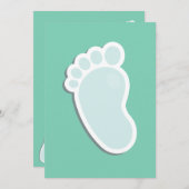 Baby Footprints Mint Baby Dusche Einladung (Vorne/Hinten)