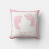 Baby Footprints Säugling Girl Pink Tiny Feet Kinde Kissen (Vorderseite)