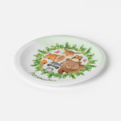 Baby Forest Animes Bear Raccoon Eichhörnchen Gebur Pappteller (Schrägansicht)