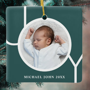 Baby-Foto-Andenken Weihnachtsfeiertage Grün Keramikornament