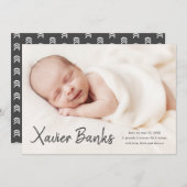 Baby Foto Ankündigung eines modernen Skriptnamens (Vorne/Hinten)