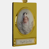 Baby FOTO Ankündigung NAME Timeless Keepake Banner-Ornament Gold (Rechts)