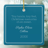 Baby Foto Aquamarin Modern Christmas White Script Keramikornament