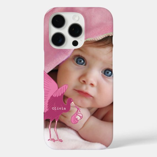 Baby Foto Baby Stats Pink Stork Case-Mate iPhone Hülle (Rückseite)