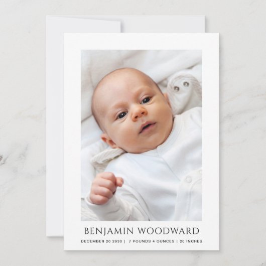 Baby Foto Birth Ankündigung (Vorderseite)