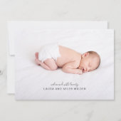 Baby Foto Birth Ankündigung (Rückseite)