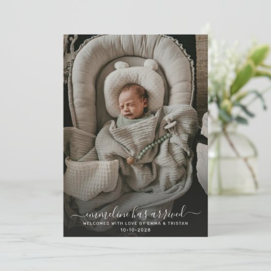 Baby Foto Birth Ankündigung (Stehend Vorderseite)