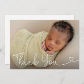 Baby Foto Birth Ankündigung Moderne Herzschrift (Vorne/Hinten)