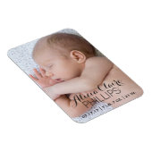 Baby Foto Birth Ankündigung | Modernes Skript Magnet (Rechte Seite)