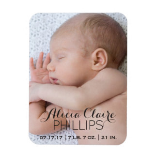 Baby Foto Birth Ankündigung | Modernes Skript Magnet