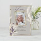 Baby Foto Birth Ankündigung Pampas Grass (Stehend Vorderseite)