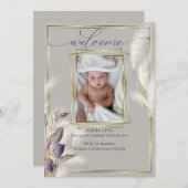 Baby Foto Birth Ankündigung Pampas Grass (Vorne/Hinten)