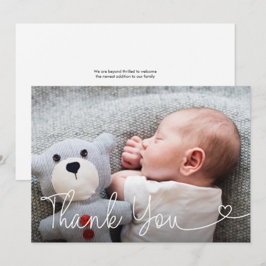 Baby Foto Birth Ankündigung Script Modern (Vorne/Hinten)