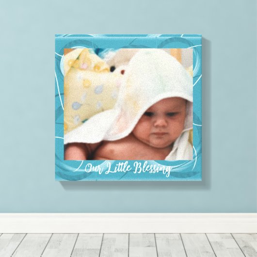 Baby Foto Blue Abstrakt Frame Canvas Print Leinwanddruck (Insitu (Holzboden))