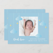 Baby Foto Blue Twinkle Twinkle Boy Birth Ankündigungspostkarte (Vorne/Hinten)