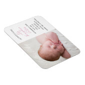 Baby Foto Chic Pink Geburtshinweis Magnet (Rechte Seite)