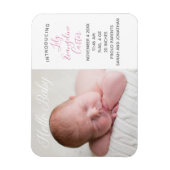 Baby Foto Chic Pink Geburtshinweis Magnet (Vertikal)