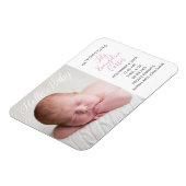 Baby Foto Chic Pink Geburtshinweis Magnet (Linke Seite)