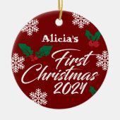 Baby Foto Christmas Bunnies Frame Keramik Ornament (Vorne)