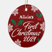 Baby Foto Christmas Bunnies Frame Keramik Ornament (Links)