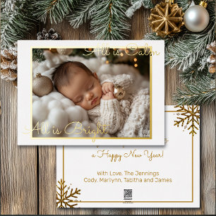 Baby Foto Christmas Gold Folien Feiertagskarte