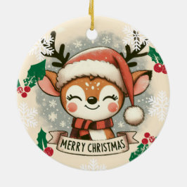 Baby Foto Christmas Mistletoe Niedlicher Fuchs Keramik Ornament