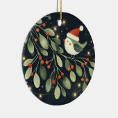 Baby Foto Christmas Mistletoe Robin Wreath Keramik Ornament (Rechts)
