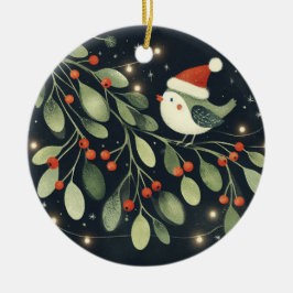 Baby Foto Christmas Mistletoe Robin Wreath Keramik Ornament